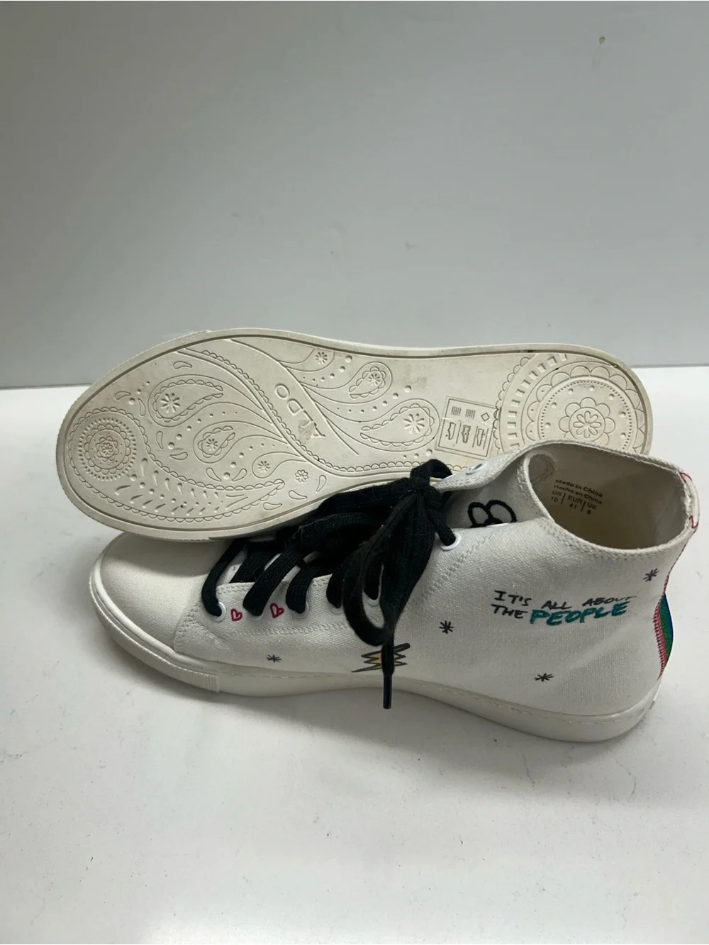 Aldo High-Top‎ Sneakers with Good Vibes Pink 'LOVE' Graphic Size 10